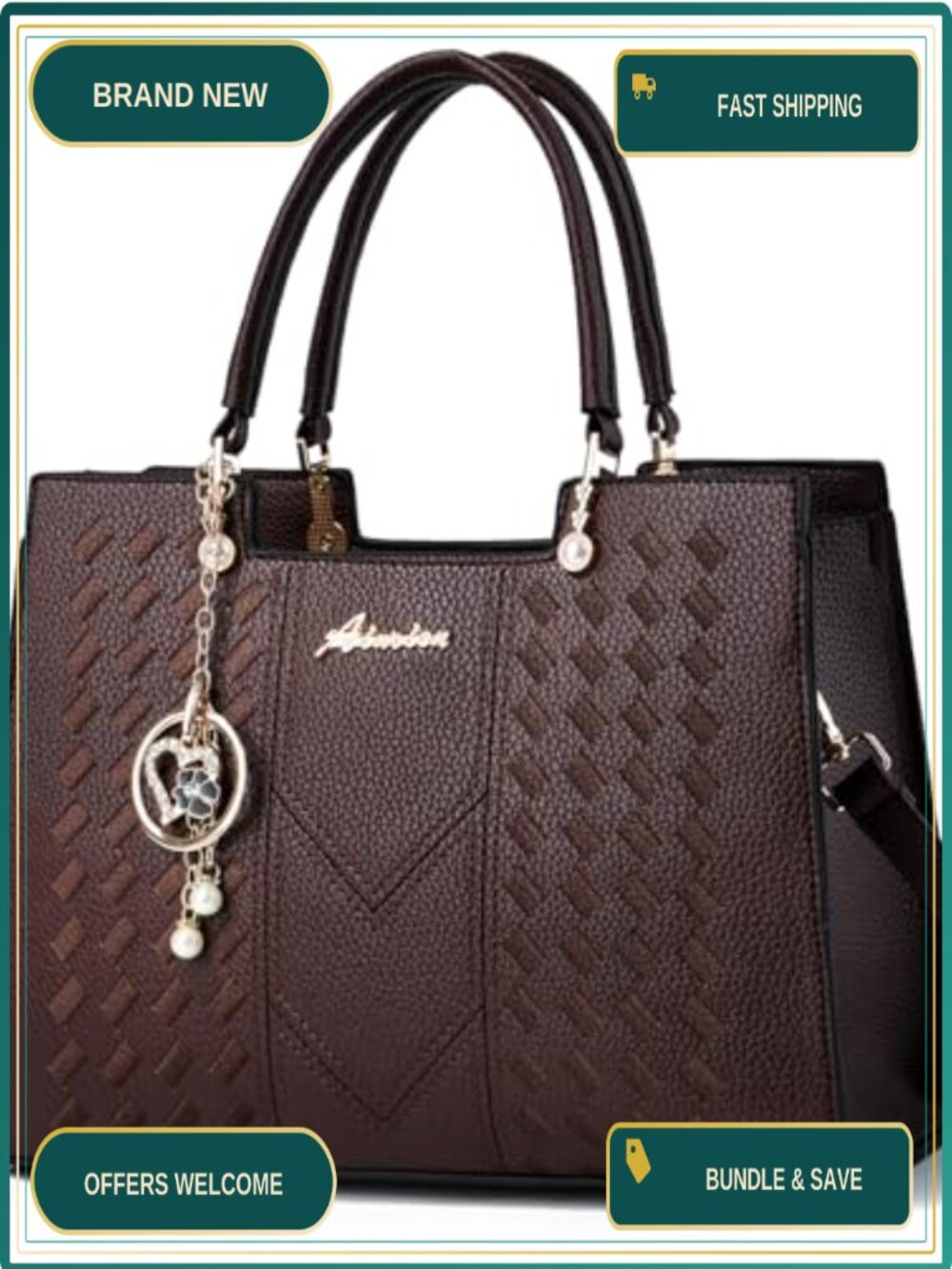 PU Leather Satchel Purse Vegan Leather Tote Crossbody Top Handle Bag